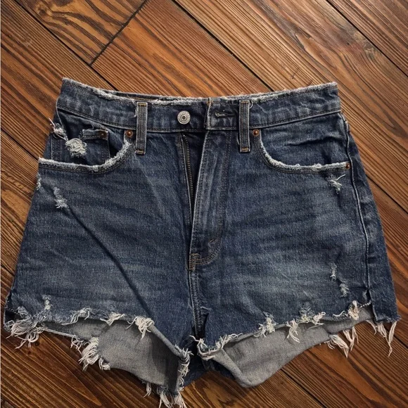 Abercrombie & Fitch Blue Distressed Jean Shorts - Picture 1 of 3